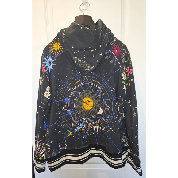 Johnny Was Celestial Sun Moon Star Zodiac Zip Up Hoodie Black XL T40822-9 - Picture 3 of 5